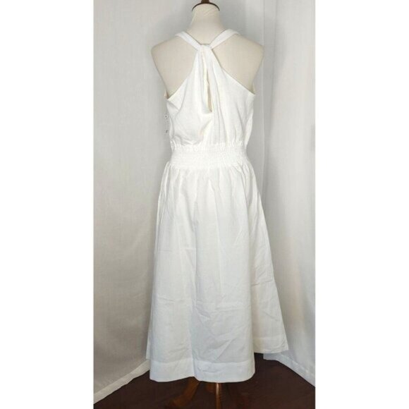 Joie Dress XL White Linen Cotton Kenzie Twist Strap Midi Summer - Picture 9 of 12
